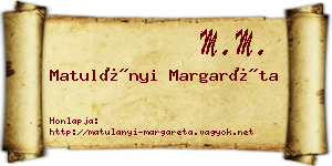 Matulányi Margaréta névjegykártya